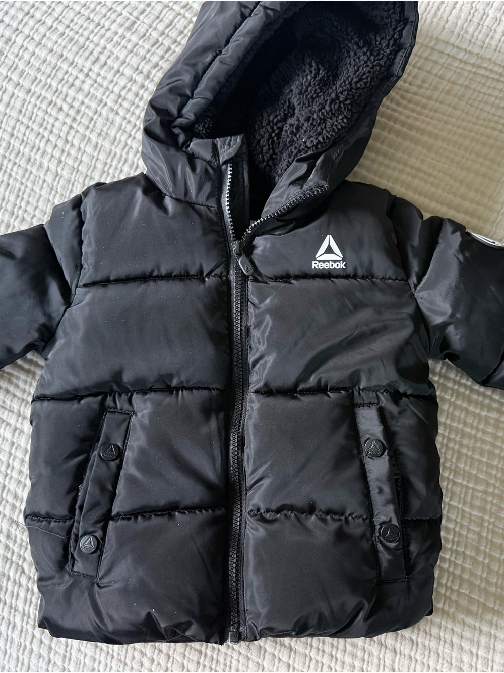 Reebok Kids Black Hooded Puffer Coat